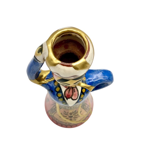 Kintsugi Pottery Greek Folk Art Candlestick Holder Skiathos Gold Crack Gift - Picture 12 of 15